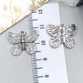 Vintage silver butterfly alloy charms for DIY necklaces with intricate wing texture - Butterfly (10047)