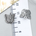 Antique silver butterfly pendant with detailed wing texture for DIY jewelry making - Butterfly (10049)