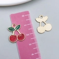 Red cherry alloy pendant charms with gold metal base and drip oil craft 22mm - 1Pc KC Gold Red Enamel Cherry (23392)