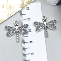 Vintage silver dragonfly pendant set with hollow heart patterns for DIY jewelry - Dragonfly (10421)