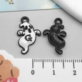 Ghost charm set with letter G and oil drip finish for Halloween DIY jewelry making - White Halloween Black Base Demon (11063)