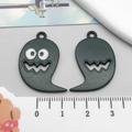 Black ghost charms with white eyes for DIY jewelry, 2.6cm matte drip oil metal pendants - Black Halloween Demon (12341)
