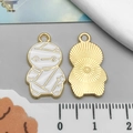 Halloween mummy enamel pendant in white and gold for DIY jewelry making and crafts - White Halloween Zombie (14000)