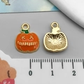 Halloween pumpkin alloy charms with orange enamel and gold plating for DIY jewelry - Orange Round Halloween Pumpkin (14010)