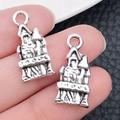 Antiek zilveren kasteel hangers van legering voor Halloween DIY sieraden en sleutelhangers - Kasteel Hanger (10866)