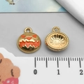 Halloween pumpkin charm with orange enamel finish and gold plated metal pendant - Orange Halloween Pumpkin (14011)