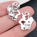 Zilveren heksenkessel bedel van legering voor Halloween DIY sieraden maken retro - Heks Roerend Hanger (10869)