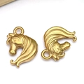 Pendentifs tête de cheval en acier doré mat avec anneaux pour création de bijoux DIY - Pendentif Tête de Cheval Or (T2781)
