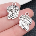 Antiek zilveren Halloween schedel bedel voor DIY sieraden met gedetailleerde gravure - Decoratieve Schedel Hanger (10886)