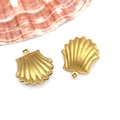 Golden scallop shell pendant charms for DIY jewelry making with matte metallic finish - Large Scallop (T1961) / Gold