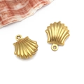 Detailed view of hollow gold scallop shell charms for DIY jewelry with metal texture - Small Scallop (T1962) / Gold