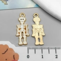 Halloween skull pendants in white and gold finish for DIY jewelry making and crafts - White Halloween Skeleton (15135)