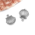 Silver stainless steel scallop shell charm pendants for DIY jewelry and bracelets - Small Scallop (T1971)