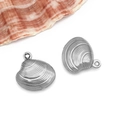 DIY jewelry shell pendants in silver stainless steel finish for ocean themed bracelets - Shell (T1972)