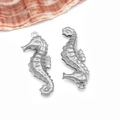 Silver stainless steel seahorse pendants with detailed texture for DIY jewelry making - Seahorse (T1973)