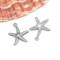Silver starfish charm in stainless steel with textured surface and hanging loop - Small Starfish (T1975)