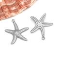 Detail of silver starfish pendant charms with textured surface for jewelry making - Large Starfish (T1976)