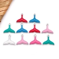 Set of 10 colorful whale tail enamel pendants in stainless steel for DIY jewelry making - Random 10 Pcs / Steel Mermaid Tail (T2747)