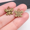 Pendentifs papillon en bronze vintage avec gravure pour la création de bijoux - Forme de Papillon 13x13mm (20156)