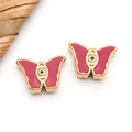 Golden butterfly bead with pink enamel and evil eye design for DIY jewelry making - Red Enamel Butterfly (T1709)