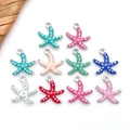 Mini ciondoli a forma di stella marina in smalto colorato per gioielli fai da te vivaci - 10 pezzi casuali / Stella Marina a Pois Acciaio (T2753)