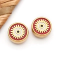Macro detail of gold stainless steel evil eye beads with red enamel for DIY jewelry - Red Enamel Round (T1713)