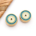Golden stainless steel evil eye bead with blue white enamel for DIY bracelet making - Blue Enamel Round (T1714)