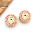 Pink enamel evil eye bead in gold plated finish for DIY charm jewelry bracelets - Pink Enamel Round (T1715)