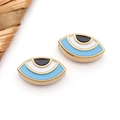 Golden stainless steel evil eye bead with blue enamel inlay for DIY jewelry making - Blue Enamel Eye (T1716)
