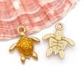 Détails de pendentifs tortue de mer dorés avec émail jaune pour la création de bijoux DIY - Tortue d'Océan Émail Jaune (T1670)