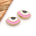 Detail of pink enamel evil eye beads with golden metal frames for DIY jewelry making - Pink Enamel Eye (T1718)