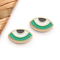 Macro view of green enamel evil eye stainless steel beads for DIY jewelry making - Green Enamel Eye (T1719)