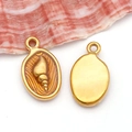 Pendentifs ovales dorés en acier inoxydable avec motif coquillage pour bijoux DIY - Conque Émail Jaune (T1701)