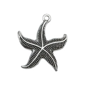 Antique silver starfish pendant charm with bead texture for DIY jewelry making - Sea Star (2421) / 1 Piece (23x26mm) / Antique Silver