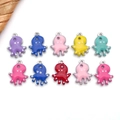 Mini ciondoli a forma di polpo in smalto colorato in 10 colori vivaci per gioielli fai da te - 10 pezzi casuali / Polpo in Acciaio (T2763)