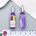 Ciondoli mini bottiglia di vino in resina viola con anelli d'argento e righello - Bottiglia di Vino in Resina Viola Trasparente