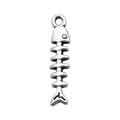 Antique silver fish bone charm made of alloy for DIY jewelry necklace making - Fish Bone (4649)