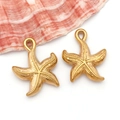 Paire de breloques étoiles de mer dorées avec surface texturée pour bijoux DIY - Hippocampe d'Océan Doré (T3045)