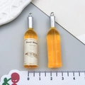 Mini ciondoli a bottiglia di birra in acrilico ambrato con ganci per gioielli fai-da-te - Bottiglia di Vino in Resina Arancione Trasparente