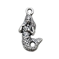Antique silver mermaid alloy pendant with detailed scales for DIY jewelry making - Mermaid (5302)