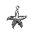 Antique silver starfish pendant with textured surface for DIY jewelry making - Starfish (5335)