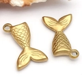 Gouden roestvrijstalen zeemeermin staart bedeltjes met schubben voor DIY sieraden - Zeemeerminstaart (T2284)