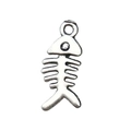 Antique silver fish bone charm pendant for DIY necklace jewelry in vintage metal finish - Fishbone (6682)