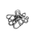 Antique silver octopus charm with textured tentacles for DIY jewelry making - Small Octopus (7229)