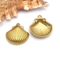 Paar gouden roestvrijstalen schelphangers met voor- en achterkant voor DIY-sieraden - Schelp (T2286)