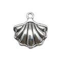 Antique silver shell charm in scalloped design for DIY jewelry making and crafts - Shell (7450)