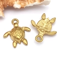 Gouden roestvrijstalen zeeschildpad hanger voor DIY sieraden met realistische schildtextuur - Zeeschildpad (T2288)