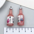 Mini ciondoli a forma di bottiglia di latte in resina con etichette di gatto fortunato - Bottiglia di Succo di Pesca Simulata