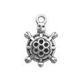Antique silver sea turtle alloy charm with intricate floral shell pattern for DIY jewelry - Small Turtle (8098)