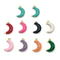 Colorful enamel moon pendants made of stainless steel for DIY jewelry making sets - Assorted Colors / Gold Moon (T2738)